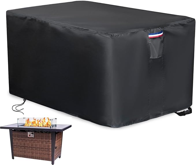 600D Heavy Duty Waterproof Fire Pit Cover,Featuring Pu Coating,Equipped with Handles,Drawstrings,Buckles,Waterproof Strips and Other Craft Details,Black-Customize Size