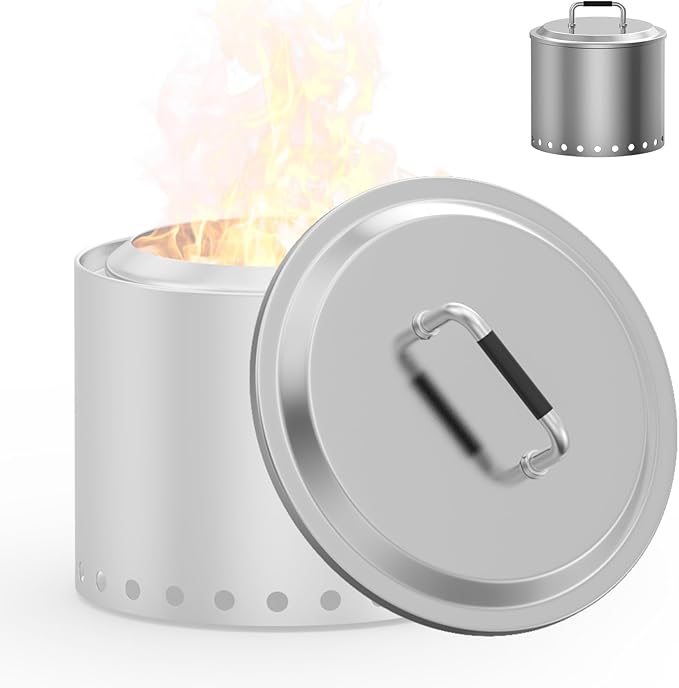 Fire Pit Lid for Solo Stove Ranger 15" Accessories, Round Fire Pit Cover for Solo Stove Lid Ranger 2.0/1.0, Stainless Steel Lid with Handle for Solo Ranger & More 15" Firepit Camping Accessory