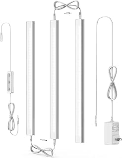 ASOKO Under Cabinet Led Light Plug in, Dimmable Daylight White 4500K, 3 Pack 12 inch Linkable Led Under Counter Lights for Kitchen, Shelf, Workbench, Cupboard, ETL Listed Plug 24V, UNO-LK 4500K