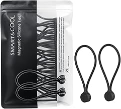SMART&COOL Reusable Silicone Magnetic Cable Ties for Bundling and Organizing, Holding Stuff, Book Markers, Fridge Magnets, Assorted Color, 7.16'' (20-Pack, Black)