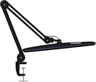 Neatfi XL 2,200 Lumens 24W LED Desk Lamp – 23” Wide Shade | Dimmable Eye-Caring Task Light | Adjustable Arm | Home Office, Study, Crafts & Nail Tech (Black, Non-CCT with Clamp)