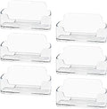 HSYMQ Acrylic Business Card Holder 6 Pack for Desk, Clear Plastic Business Cards Display Holders Stand, Fits 30-50 Business Cards