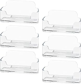 HSYMQ Acrylic Business Card Holder 6 Pack for Desk, Clear Plastic Business Cards Display Holders Stand, Fits 30-50 Business Cards