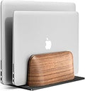 UPERGO Vertical Laptop Stand, Dual Slot Wooden Laptop Holder Vertical for Desk, Width Adjustable Dock for MacBook Pro and Other Laptops