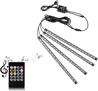 Car LED Strip Light, Uniwit 4 Pcs Multicolor Music Car Interior Atmosphere Lights for Car TV Home with Sound Active Function,Remote Control and Smart USB Port (48 LED-USB Port)