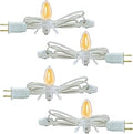 4 Pack Lights Accessory Cord with 4 C7 Led Light Bulb, Clip-in Lamp Cord Replacement, Candelabra-Base E12 Socket White Cord with On/Off Switch Pluggs for Holiday Decorations