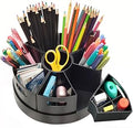 Black Rotating Desk Organizer Lazy Susan Caddies for Home School Office Supplies, Pens, Markers and Art Supplies for Classroom