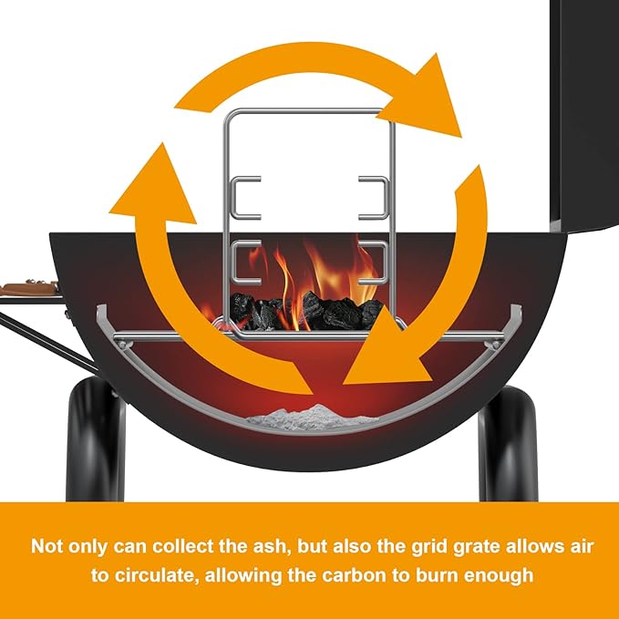 Stainless Steel 27 Inch Charcoal Ash Pan Replacement Parts Chargriller 1224 1324 2121 2222 2727 2828,Charbroil 17302056 Charcoal Grill, BBQ Accessories Ash Tray with 2PCS Fire Grate Hanger