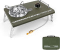 Propane camping stove, Desktop & Embed Folding Gas Stove, Household Gas Stove with Carrying Handle, Outdoor Camping Cooking Stove, 15800W, Green
