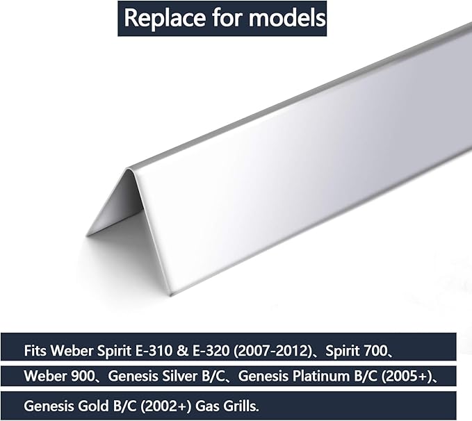 Hongso 7537 22.5" Stainless Steel Flavorizer Bars for Weber Spirit E-310 E-320 (With Side-Mounted Controls), Spirit 700, Genesis Silver B/C, Genesis Platinum B/C (2005+) Gas Grill, 7536 65903 Set of 5