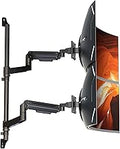 17-49" Dual Monitor Wall Mount - Fits Ultrawide Screens, Heavy Duty Gas Spring Arm with Long 35.4" Pole for Max Height Adjustment, Holds 44 lbs per Arm, VESA 75/100mm, Black