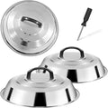 12 Inch Stainless Steel Cheese Melting Dome - 3 Pack BBQ Griddle Accessories, Basting Cover & Steaming Cover Wok Lids, Fits Blackstone Camp Chef Flat Top Griddle, Indoor Outdoor Use