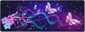 Cute Purple Pink Butterfly Extra Large Keyboard Laptop Mouse Pad Beautiful Desk Mat with Flowers for Women Girls Desktop, 31.5 x 11.8 Inch Extended Desk Pad with Stitched Edges and Non-Slip Base