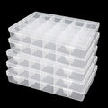 5 Pack Plastic Jewelry Organizer Box 18 Big Girds Clear Storage Organizer Case with Adjustable Dividers Jewelry Storage Container Multi Compartment Storage Box for Washi Tape, Bead, Gem, Rock