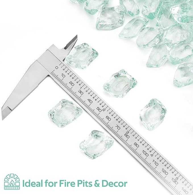 Mr. Fireglass 1/2-Inch Polygon Fire Glass for Fireplace Fire Pit & Lanscaping, 10 Pounds High Luster Crystal Ice