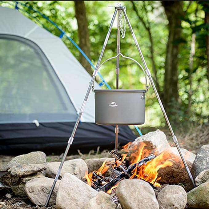 Naturehike Camping Soup Pot Cookware with Lid Large Outdoor Portable Hanging Pot Cooking Set for 1-6 People