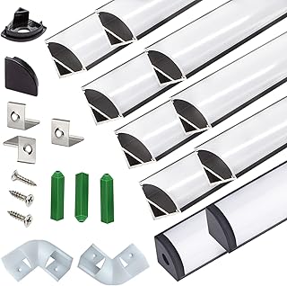 THMOOTHER UV Resistance 3.28FT V Shape LED Strip Black Channel Diffuser,10-Pack Aluminum Profiles with Frosted Cover and Corner Connector,Tape Track for Cabinet Stairs Wall Outdoor (3.28FT, 10)
