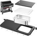 Utheer Front Folding Grill Table for Weber Searwood XL 600 – 35" x 12.5" Large Front Shelf with Stainless Steel Basin, Works Cutting Board, Lid & 5 Hooks, Heavy-Duty Weber Searwood XL 600 Accessories