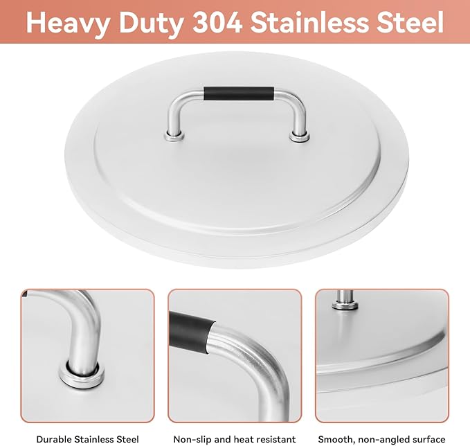 Fire Pit Lid for Solo Stove Bonfire 2.0, 304 Stainless Steel Firepit Round Cover with Heat Resistant Handle for Other Outdoor 19.5 inch Bonfire Lid