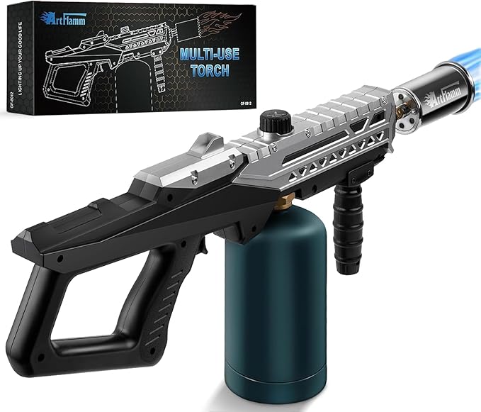 ARTFLAMM Powerful Grill Torch Gun | Propane Torch Gun, Adjustable Flamethrower | Blowtorch for BBQ, Camping, Charcoal Lighter & Fire Starter