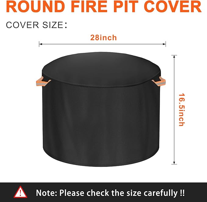 Fire Pit Cover for Solo Stove Yukon 27 Inch，Firepit Covers Round Outdoo,600 Anti UV& Waterproof Smokeless Fire Pit Cover,for Gas/Table/Bowl Fire pits(Yukon - 28”D x 17”H)