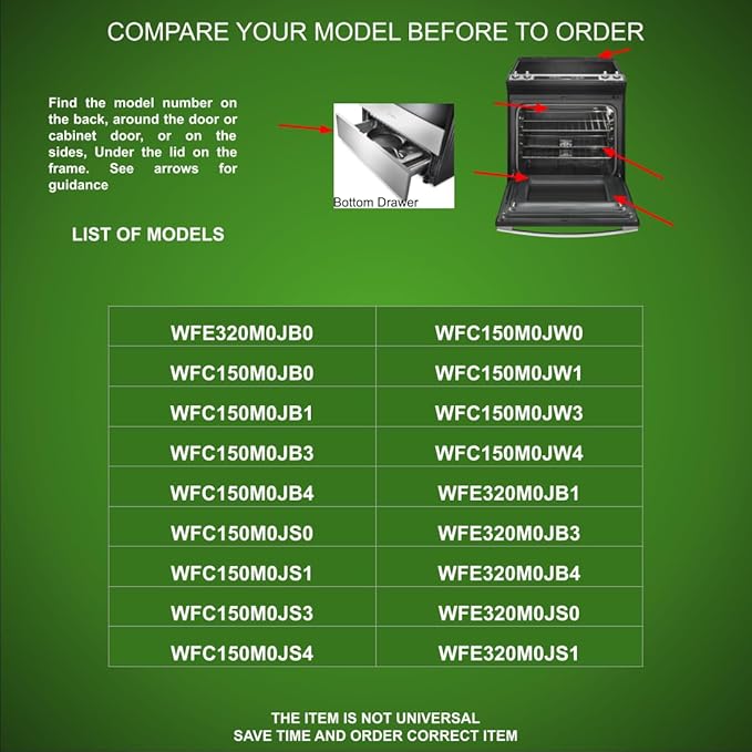 W11342871, W11432568, W11511589 CKD511589X compatible with Whirlpool Range Control Board (Black) fits old number W11594224