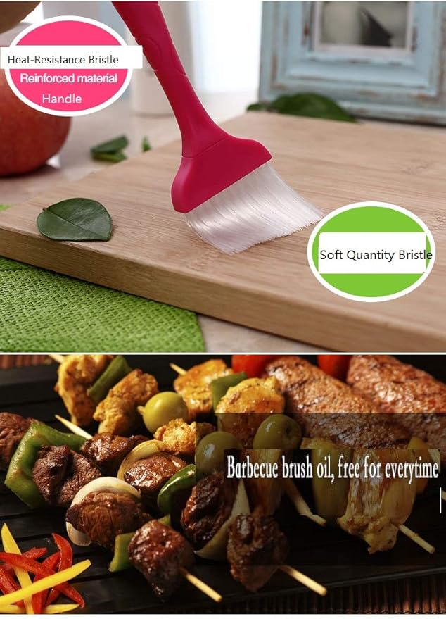 7.50" Length, Bristle 2" Width x 1.5" Height, Plastic Handle Pastry Brush with Nylon Bristles, Green