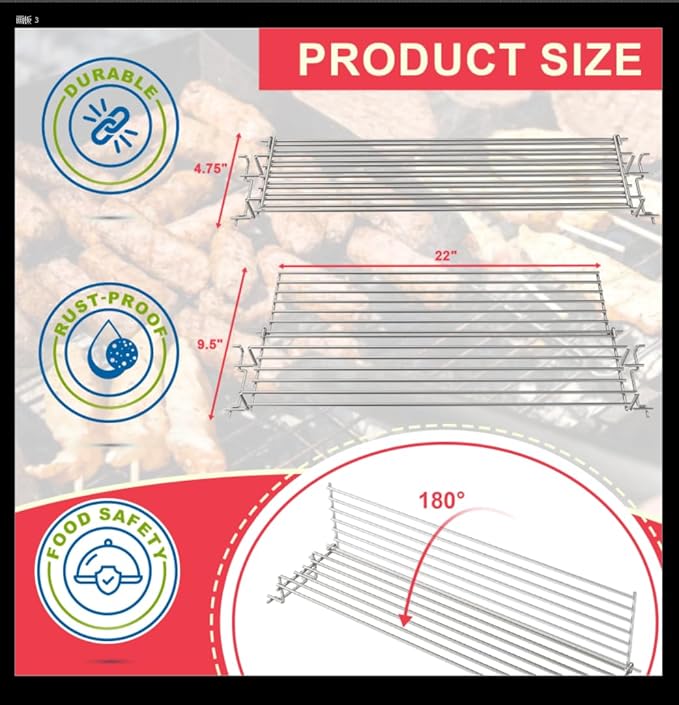67027 Top Grill Warming Rack for Weber GS4 Spirit I & II 300 Series E310, E320, E330, EP310, S310, S320, S330 Grills (2013-2017), Raised Hanging Rack for Webber Spirit II GS4 Part, Stainless Steel