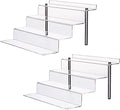 CECOLIC Acrylic Riser Shelf 4 Tier Clear Display Stand for Collectibles Pop Figures, Cupcakes, Perfumes, Display Risers for Decorating & Organizing - 11.8 x 10.8 x 6.5 in (Large, 2 Pack)