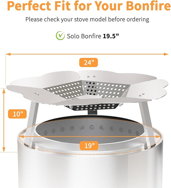 Heat Deflector for Solo Stove Bonfire, 19.5" Solo Stove Bonfire Accessories, 304 Stainless Steel Fire Pit Heat Deflector with Carrying Handle & 3 Legs, Heat Diffuser for Outdoor Indoor Fire Pits
