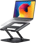 AOEVI Adjustable Laptop Stand with 360 Rotating Base, Computer Stand for Laptop Ergonimic Foldable Laptop Riser for Desk Compatible with MacBook Pro/Air Notebook up to 16 Inches, Black