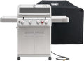 Monument Grills 4+1 Burner Natural Gas Grill with Hose, 50,000 BTU Stainless Steel Outdoor Patio Barbecue Grill with Cover, Fast Heating, Knob Control, and Easy Cleanup, M415BZNG