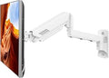Monitor Wall Mount Fits 17-32 Inch Flat/Curved Computer Screens, Single Wall Arm Holds up to 19.8lbs, Height Adjustable Gas Spring Wall Stand Tilt, VESA Mount 75/100, White