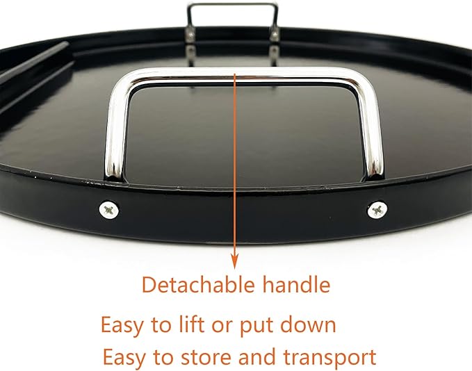 Cast Iron Full Size Round Flat Top Griddle for Weber 18" Kettle Charcoal Grill, Jumbo Joe, Bar‑B‑Kettle and 18" Smokey Mountain Cooker Smoker Grills, Charbroil Patio Bistro TRU-Infrared Electric Grill