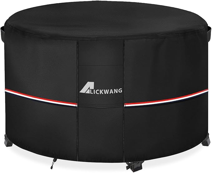 Fire Pit Cover Round 40 Inch Waterproof,Outdoor Heavy Duty Durable 600D Tear-Resistant Fire Pit Table Cover,Patio Round Firepit Cover 40" D x 20" H, Black