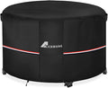 Fire Pit Cover Round 44 Inch Waterproof,Outdoor Heavy Duty Durable 600D Tear-Resistant Fire Pit Table Cover,Patio Round Firepit Cover 44" D x 24" H, Black
