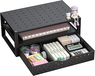 WALI Monitor Stand Riser with Drawer, Desk Organizers and Accessories for Computer, Printer, Laptop Stand for Home Office Supplies, (PTT005-B), 1 Pack, Black