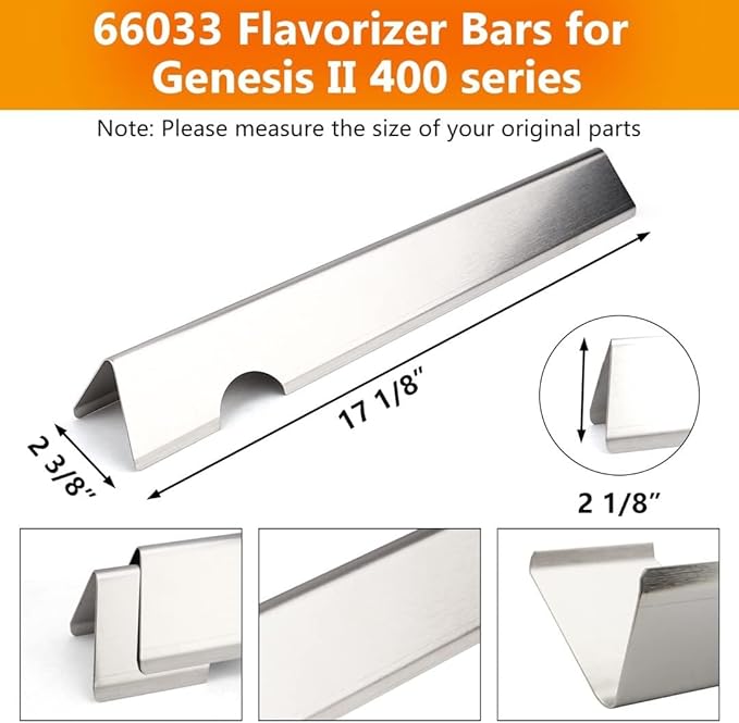 17 1/8'' Flavorizer Bars for Genesis II E-410, E-415, E-435, S-410, S-415, S-435 Gas Grill, Grill Parts for Genesis 2 LX E-440, LX S-440, Flavor Bars, Replacement Parts for Weber 66033 66796, 7 Pack