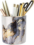 Marble Pencil Holder, Durable Ceramic Desk Organizer Office Supplies,Desktop Stationary Organizer,Multi-Functional Pencil Storage for Desktop Accessories,Office,Classroom,Home,Gray Gold