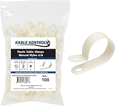 Kable Kontrol Nylon Cable Clamps – R‑Type 1/2″ Diameter – 100 Pcs - Nylon 6-6 Screw Mount Wire Clamps Cord Clips Mounting Fastener Clips Cord Clamp for Industrial & Automotive Use - White/Natural