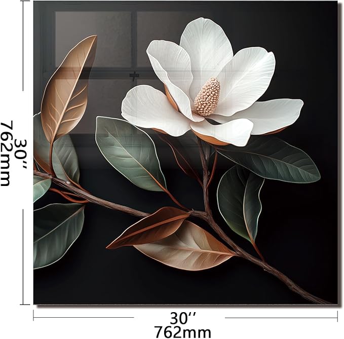 Evgosm Tempered Glass Backsplash for Kitchen， Stove Splashback, Flowers Glass Backsplash, Easy to Install and Clean, Used for Kitchen Wall Protection and Decoration. (30x30'')