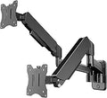 Dual Monitor Wall Mount for 17-32 inch Flat/Curved Computer Screens, Full Motion Aviation-Grade Aluminum Gas Spring Arm Each Holds Up to 19.8lbs, VESA 75/100 mm, Black
