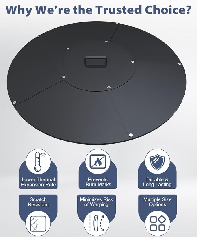 28" Round Fire Pit Lid Fits for Bonfire Pits up to 26", Metal Cover with Handle, All-Weather Resistance Outdoor Firepit Accessory, Smokeless Fire Pit Cover for Fire Tables