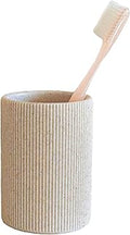 Small Sand Beige Toothbrush Holder for Bathroom Countertop, Modern Boho Aesthetic Vintage Farmhouse Organizer, Pen & Makeup Brush Holder