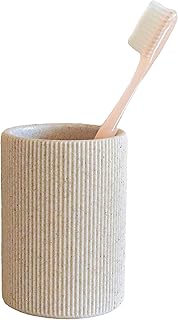 Small Sand Beige Toothbrush Holder for Bathroom Countertop, Modern Boho Aesthetic Vintage Farmhouse Organizer, Pen & Makeup Brush Holder