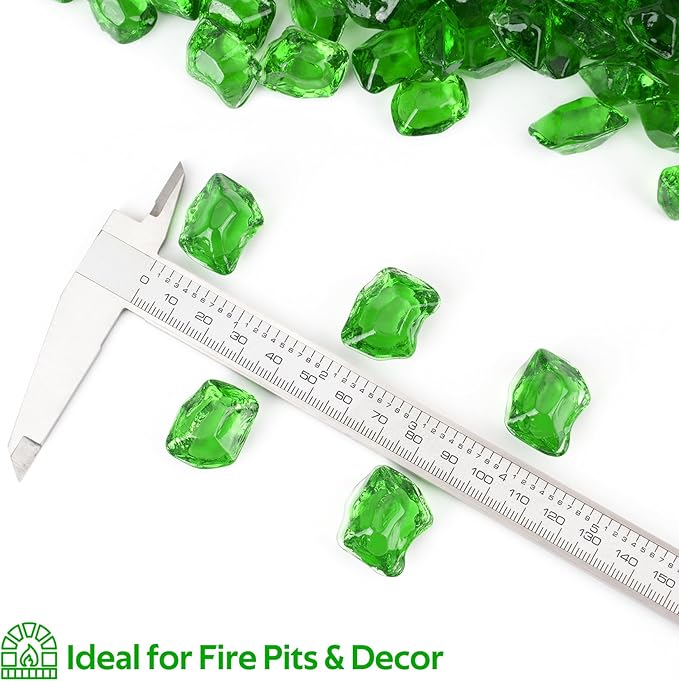 Mr. Fireglass 1/2-Inch Polygon Fire Glass for Fireplace Fire Pit & Lanscaping, 10 Pounds High Luster Emerald Green