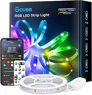 Govee 16.4ft Color Changing LED Strip Lights, Bluetooth LED Lights with App Control, Remote, Control Box, 64 Scenes and Music Sync Lights for Bedroom, Room, Kitchen, Party