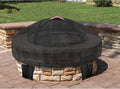 Outdoor Round Built in Stone Fire Pit Cover,Heavy Duty 600D Waterproof Cover for 50In-57In Fire Pit with Spark Screen,All-Weather Protection Round Fire Pit Cover for In Ground Brick Fire Pit,Black