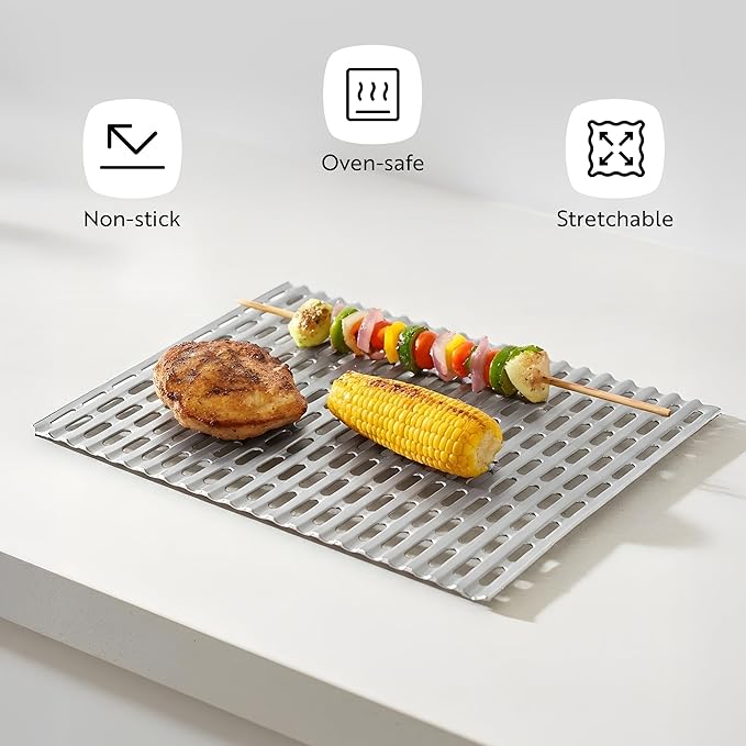 Restaurantware Foil Lux 19.7 x 12 Inch Barbecue Grill Liners 10 Disposable Grill Sheets - Easy-To-Use Oven-Ready Aluminum Grill Liners Heat-Tolerant Fits Most Standard Grills