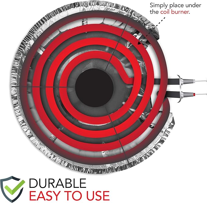 Round Electric Stove Burner Covers (100 Pack) 6 Inch and 8 Inch Disposable Stove Top Aluminum Foil Bib Liners, to Keep Kitchen Range Clean from Oil and Food Drips, Stock Your Home